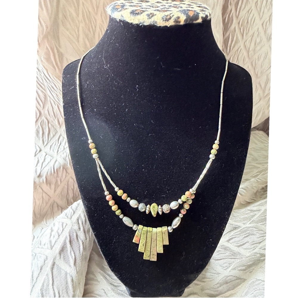 90s Vintage Southwestern Native American Inspired Matinee Necklace Boho Western